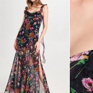 Prabal Gurung Black Floral Maxi Dress